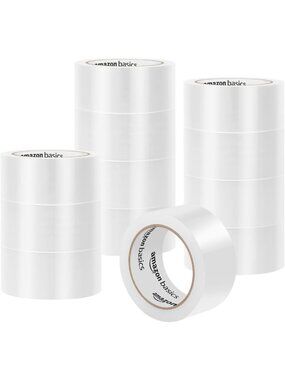 Strong Plastic Packing Tape for Shipping & Moving, Clear, Low Odor, 12-Pack